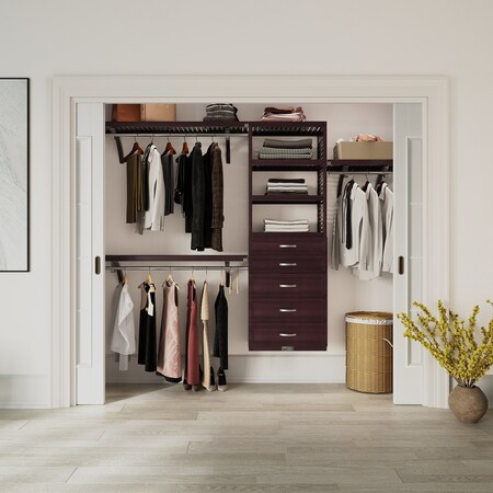 John Louis Home Solid Wood Reach-In Closet System with 5 Drawers White JLH-461